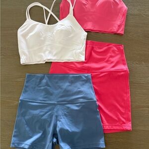 Lulu Activewear Set in White, Pink, and Blue size 6